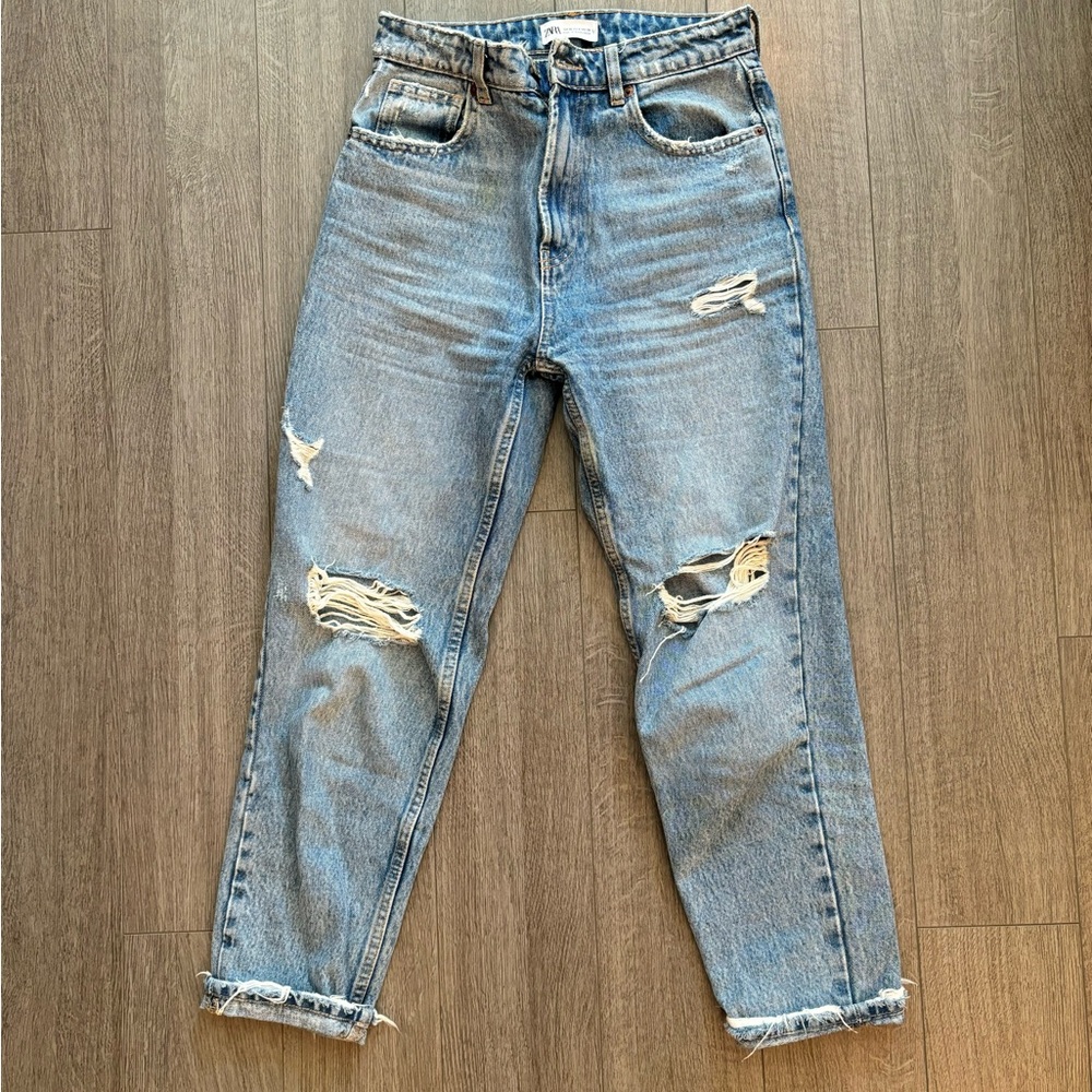 Zara mom fit ripped jeans